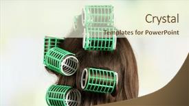  Presentation with hair dressing - Slide deck featuring female hair during hair dressing background and a cream colored foreground