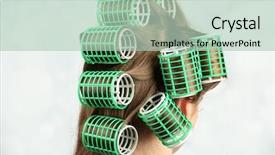  Presentation with hair dressing - Slides enhanced with female hair during hair dressing background and a mint green colored foreground
