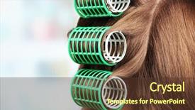  Presentation with hair dressing - Presentation design featuring female hair during hair dressing background and a tawny brown colored foreground