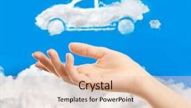  Presentation with shape - Colorful PPT theme enhanced with female hand and car shape backdrop and a lemonade colored foreground