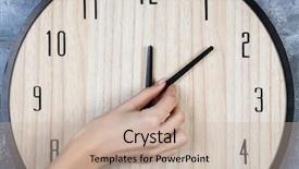  Presentation with change - Slide set enhanced with female hand change time background and a soft green colored foreground