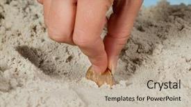  Presentation with copper - PPT theme consisting of female hand finding a copper background and a mint green colored foreground