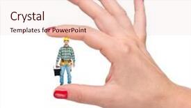  Presentation with hold hand - Beautiful PPT layouts featuring female hand hold young handyman backdrop and a lemonade colored foreground