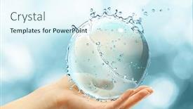  Presentation with water splash - PPT layouts consisting of female-hand-holding-abstract-water background and a sky blue colored foreground