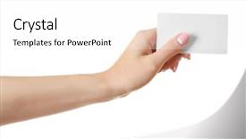  Presentation with car body repairer holding - Theme with female hand holding card isolated background and a white colored foreground