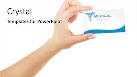  Presentation with medical service - Slides enhanced with female hand holding card isolated background and a white colored foreground
