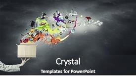  Presentation with box carton - PPT layouts featuring female hand holding carton box background and a dark gray colored foreground