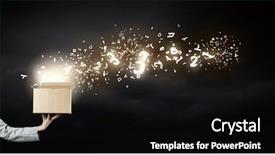  Presentation with thinking outside box - Audience pleasing PPT theme consisting of female hand holding carton box backdrop and a black colored foreground