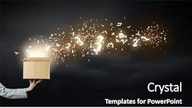  Presentation with thinking outside box - Beautiful PPT theme featuring female hand holding carton box backdrop and a black colored foreground