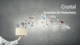  Presentation with box carton - Theme featuring female hand holding carton box background and a gray colored foreground