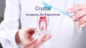  Presentation with dental - Slide set having female hand holding dental model background and a sky blue colored foreground
