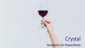  Presentation with wine - Presentation theme consisting of female hand holding glass background and a sky blue colored foreground