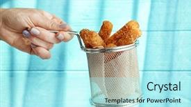  Presentation with molten - Colorful PPT theme enhanced with female hand holding metal basket backdrop and a  colored foreground