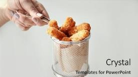  Presentation with metal - Beautiful slide deck featuring female hand holding metal basket backdrop and a  colored foreground