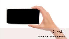  Presentation with smart - PPT layouts featuring female-hand-holding-mobile-smart background and a lemonade colored foreground