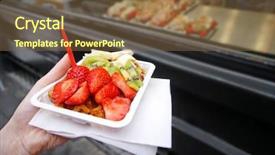  Presentation with dessert - Amazing PPT theme having female hand holding packing backdrop and a tawny brown colored foreground