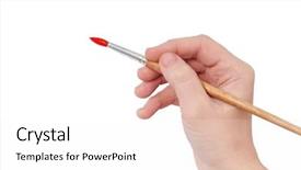  Presentation with paint brush - Audience pleasing PPT theme consisting of female hand holding paint brush backdrop and a white colored foreground