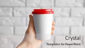  Presentation with brick wall - Beautiful PPT theme featuring female hand holding paper cup backdrop and a lemonade colored foreground