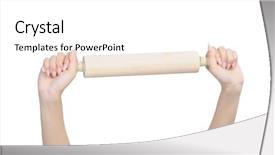  Presentation with female - Cool new slide deck with female hand holding rolling pin backdrop and a white colored foreground
