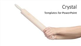  Presentation with female - PPT theme enhanced with female hand holding rolling pin background and a white colored foreground
