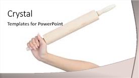  Presentation with hand holding pencil - Presentation design consisting of female hand holding rolling pin background and a white colored foreground