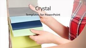  Presentation with tissue - Slide set consisting of female hand holding scraps of colored tissue isolated on white background and a sky blue colored foreground