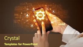  Presentation with smartphone - Theme enhanced with female-hand-holding-smartphone background and a tawny brown colored foreground