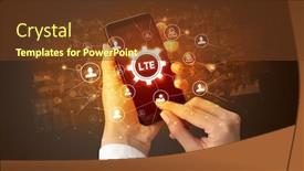  Presentation with smartphone - Cool new presentation theme with female-hand-holding-smartphone backdrop and a tawny brown colored foreground