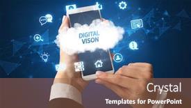  Presentation with cloud technology - Presentation design consisting of female-hand-holding-smartphone background and a coral colored foreground