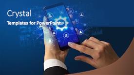  Presentation with erp technology - Presentation having female-hand-holding-smartphone background and a ocean colored foreground