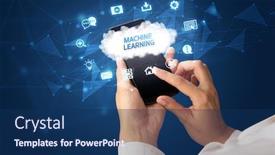  Presentation with learning technology - Audience pleasing presentation consisting of female-hand-holding-smartphone backdrop and a navy blue colored foreground