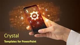  Presentation with smartphone - Amazing slides having female-hand-holding-smartphone backdrop and a tawny brown colored foreground