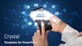  Presentation with cloud technology - Theme with female-hand-holding-smartphone background and a navy blue colored foreground