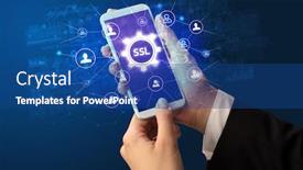  Presentation with smartphone - Theme featuring female-hand-holding-smartphone background and a ocean colored foreground