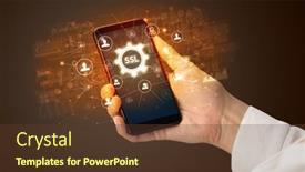  Presentation with smartphone - Presentation design featuring female-hand-holding-smartphone background and a tawny brown colored foreground