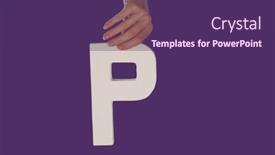 Presentation with literature - Presentation theme having female hand holding up the uppercase capital letter p isolated against a purple background conceptual of the alphabet writing literature and typeface background and a violet colored foreground