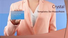  Presentation with medical service - Slides consisting of female hand holding visiting card background and a lemonade colored foreground