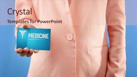  Presentation with medical service - Amazing slides having female hand holding visiting card backdrop and a lemonade colored foreground