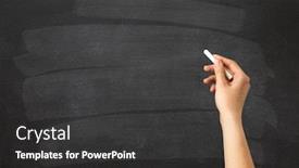  Presentation with chalk - Theme consisting of female hand holding white chalk in front of a blank blackboard background and a dark gray colored foreground