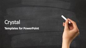  Presentation with waiter hand in white glove - Colorful slide deck enhanced with female hand holding white chalk backdrop and a dark gray colored foreground