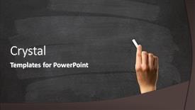  Presentation with chalk - Presentation theme having female hand holding white chalk in front of a blank blackboard background and a dark gray colored foreground