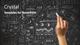  Presentation with business plan - PPT layouts enhanced with female hand holding white chalk in front of a blackboard with a business plan drawn on it background and a dark gray colored foreground