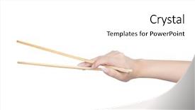  Presentation with chopsticks - Colorful slide deck enhanced with female hand holding wooden chopsticks backdrop and a white colored foreground
