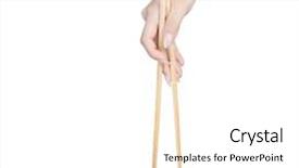  Presentation with hand holding puzzle piece - Audience pleasing PPT layouts consisting of female hand holding wooden chopsticks backdrop and a white colored foreground