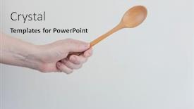  Presentation with protest - Colorful presentation design enhanced with female-hand-holds-up backdrop and a light gray colored foreground