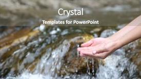  Presentation with stream - Colorful PPT theme enhanced with female hand in water stream backdrop and a gray colored foreground
