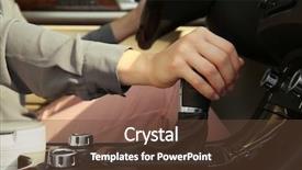  Presentation with inline speed skating - Audience pleasing PPT theme consisting of female hand on speed selector backdrop and a tawny brown colored foreground