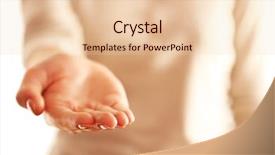  Presentation with female - Theme enhanced with female hand on white background background and a  colored foreground