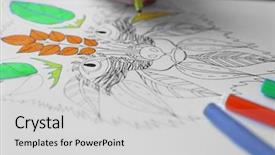  Presentation with anti stress - Theme enhanced with female hand painting anti stress colouring with felt pen background and a light gray colored foreground