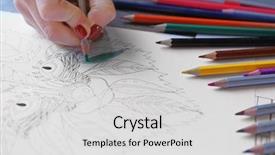  Presentation with anti stress - Amazing slide deck having female hand painting anti stress backdrop and a light gray colored foreground